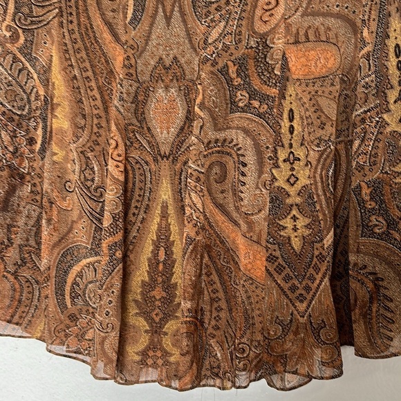 AK ANNE KLEIN Silk with paisley print brown and black skirt size 6 - Picture 7 of 8